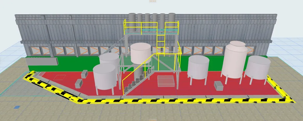 Modelo 3D de un proyecto de Nortramp en planta